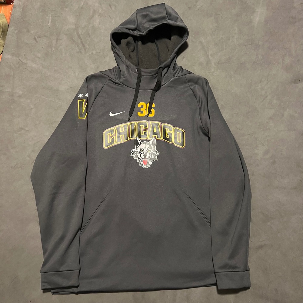 Nike Chicago Wolves Hoodie Mens Large Grey Dri-Fit AHL Hockey #36 CN9473-060